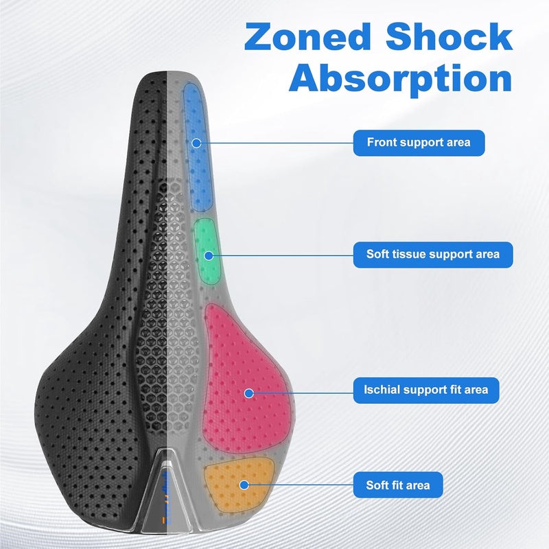 Carbon Fiber Bike Seat Cushion for Men Women, 3D Printed, Comfortable for MTB Road Bikes, Shock Absorbing Breathable, Lightweight Seat, Durable Material, Highquality Padding, Road Cyclists