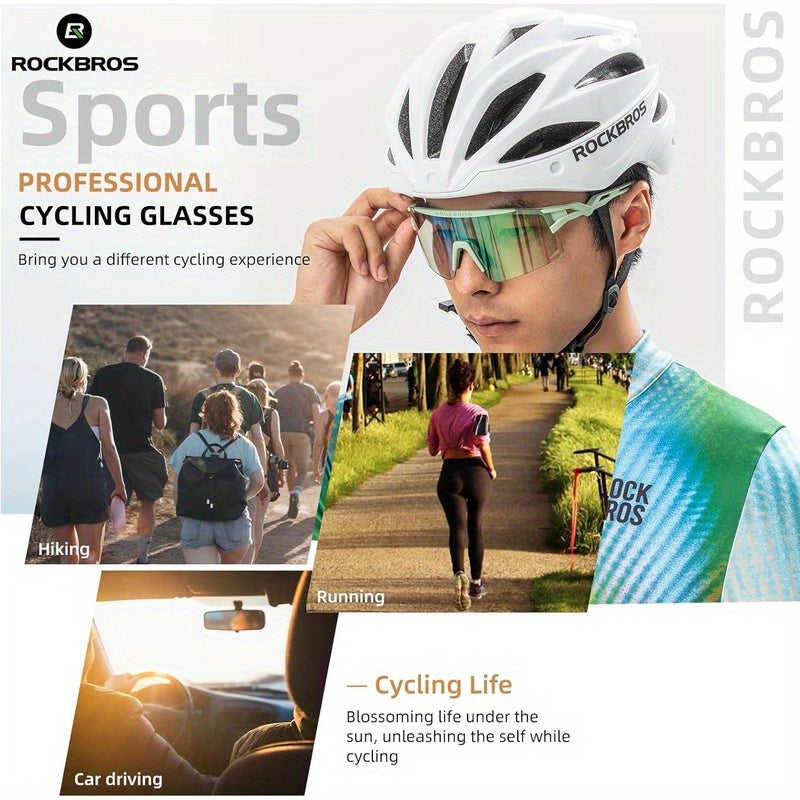 UV Protection Auto-Tinting Cycling Glasses for Men & Women - Windproof & Sand-Resistant Sports Goggles with Interchangeable, Fit for Mountain, Motorcycling, Skiing, - Adaptive Eyewear, 2D Flat, Perfect for Room Decor