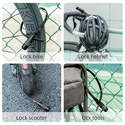 ROCKBROS Lightweight Combination Bike Lock with Resettable 3-Digit Code, Adjustable 21” Zip Tie Cable Lock, Keyless for Bike, Helmet, Fridge, Cabinet - Portable Lock with & Zinc Alloy (No External Key Needed)