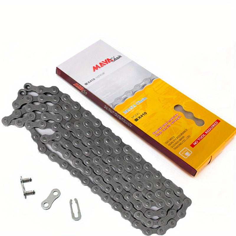 104-Section Single Speed Bicycle Chain - Heavy-Duty Iron Construction, Compatible with Single Speed Mountain Bikes, Baby Bikes, City Commuter Bikes - Sturdy & Durable