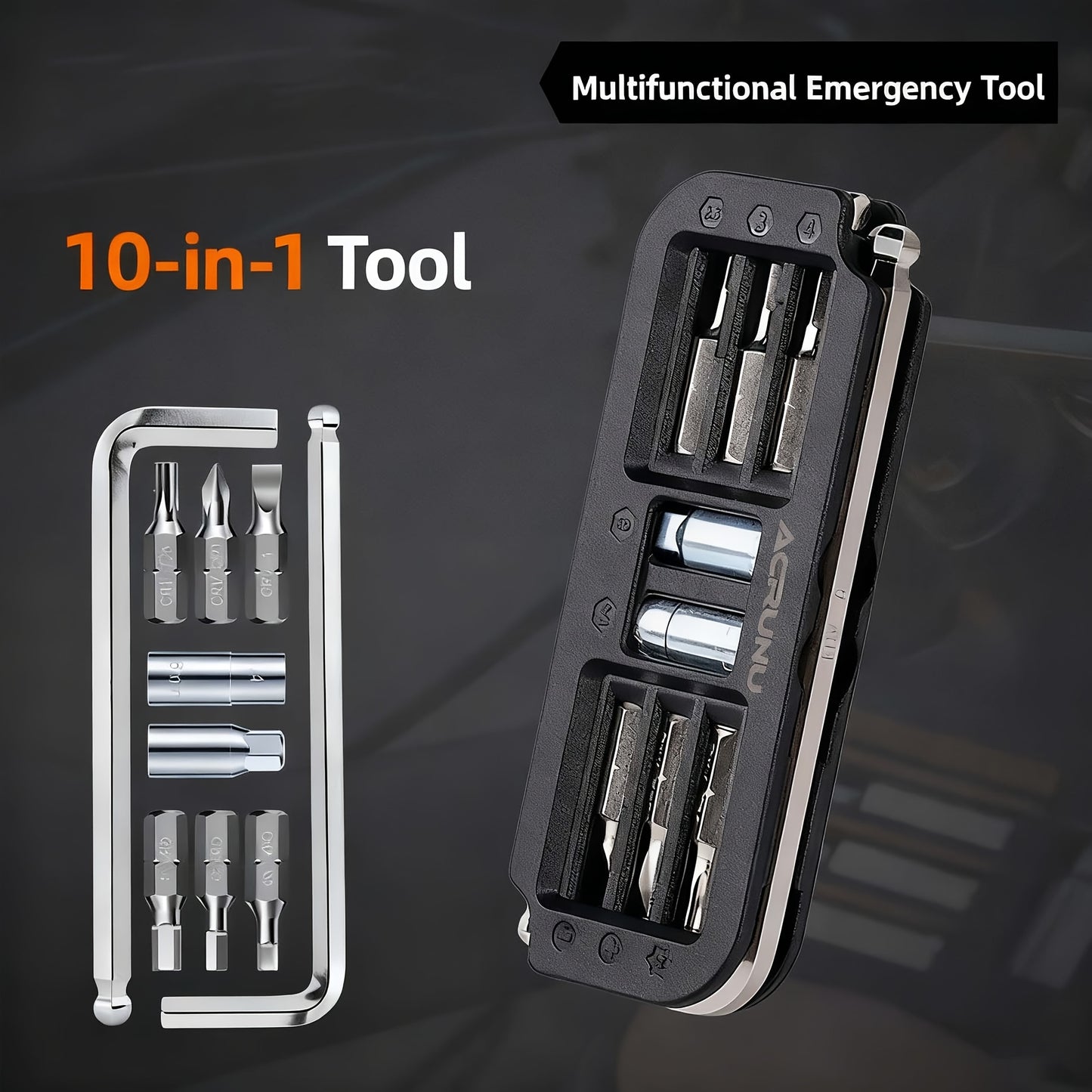 10-in-1 All-In-One Bicycle Repair Tool | Heavy Duty Bike Multi Tool with Multiple Screwdriver Heads, Compact Emergency Kit for Mountain, Road, Racing Bikes, Aluminum Alloy
