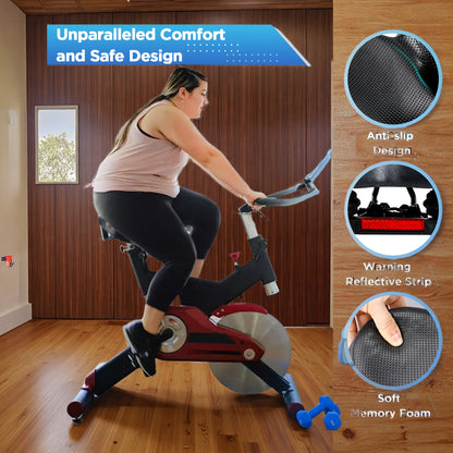 Wide Comfort Bike Saddle for Men & Women, Extra-Large Padded Bicycle Seat with Memory Foam, Compatible with Road Bikes, Indoor Cycles