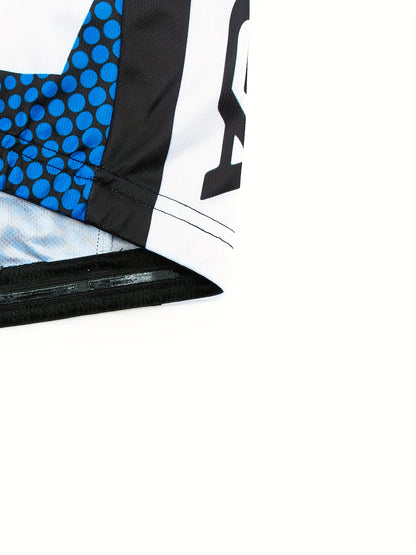 Men'S Long Sleeve Cycling Jersey - 100% Polyester Knit Fabric, Geometric Pattern & Color Options - Medium Stretch Stand Collar Athletic Top with, Triathlon, Fishing - Spring Summer Fall Outdoor Sports Shirt, Triathlon Apparel, Sporty Design