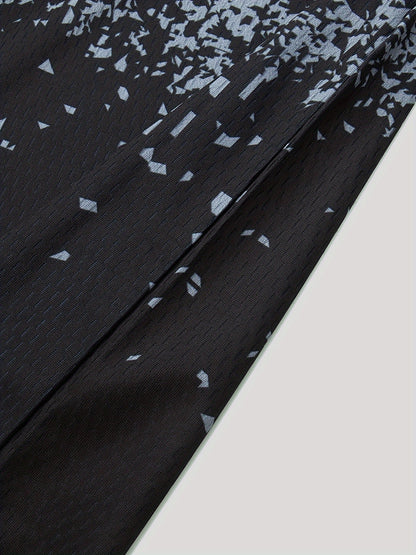 Men'S RF-T3 Geometric Pattern V-Neck Long Sleeve Jersey - Breathable Stretch Fabric for Cycling, Running, Training & Casual Wear - Regular Fit All-Season Athletic Top, Cycling Jersey, Running Apparel, Modern Sports Shirt, Durable Sportswear