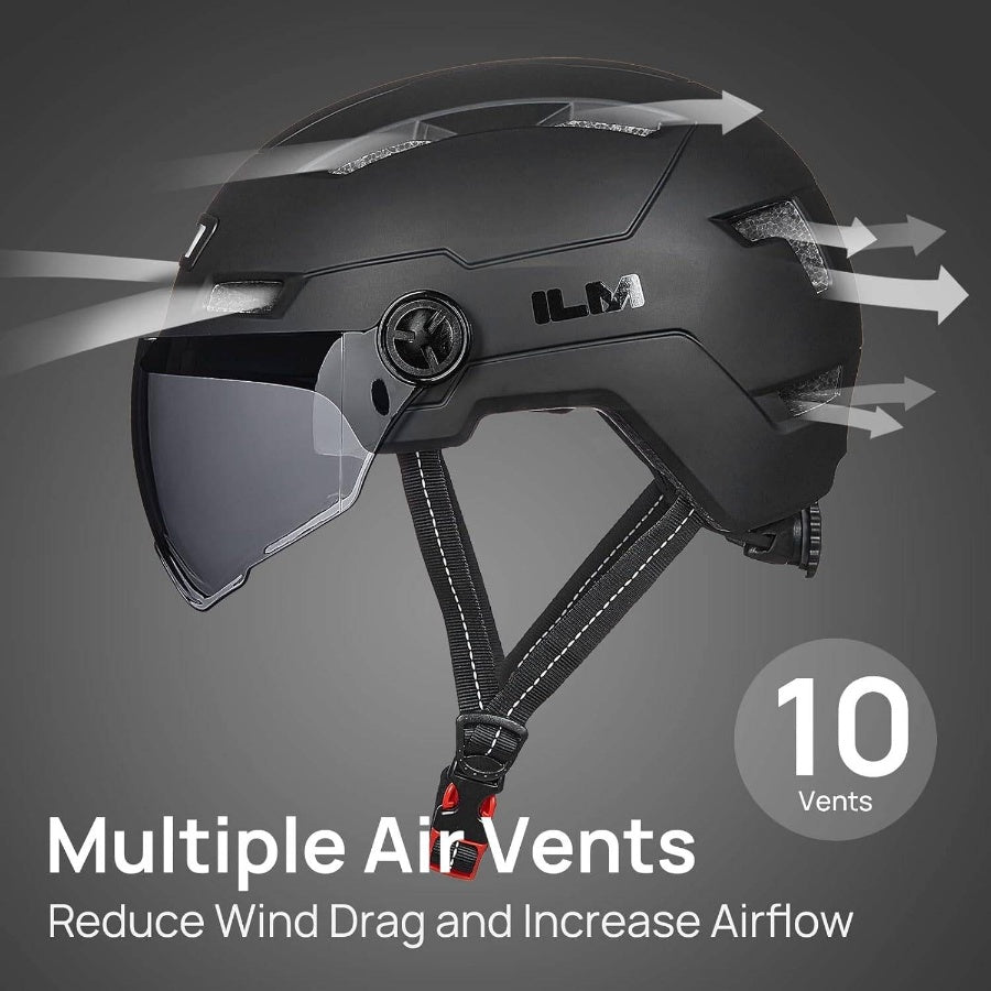 Adult Bike Helmet with USB Rechargeable LED Front and Back Light MountainRoad Helmets Men Women Removable Goggle Cycling Helmet