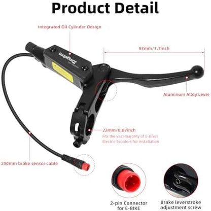 4-Piston Hydraulic Disc Brake Set for E-bike, Mountain Bike, Road Bike | 2-PIN Power-Off Pre-Bled with Mineral Oil, Includes Iron Rotors, Mixed Color