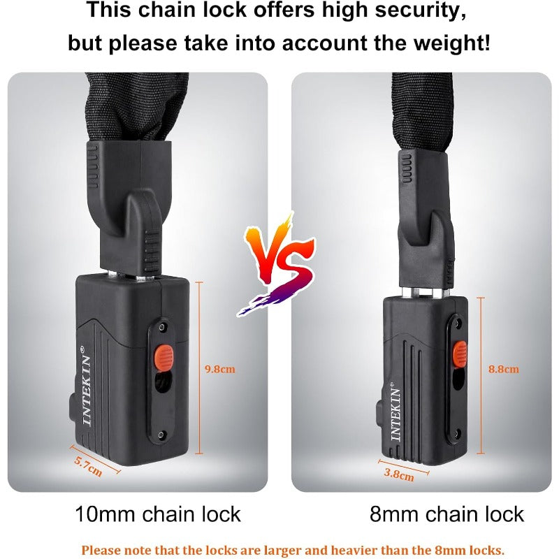 Heavy Duty Bike Chain Lock with 3 Keys - 8mm\10mm Thick Anti-Theft Bicycle & Motorcycle U-Lock, Chain for Bike, Gate, Fence, Polished (3ft\4ft\5ft Lengths)