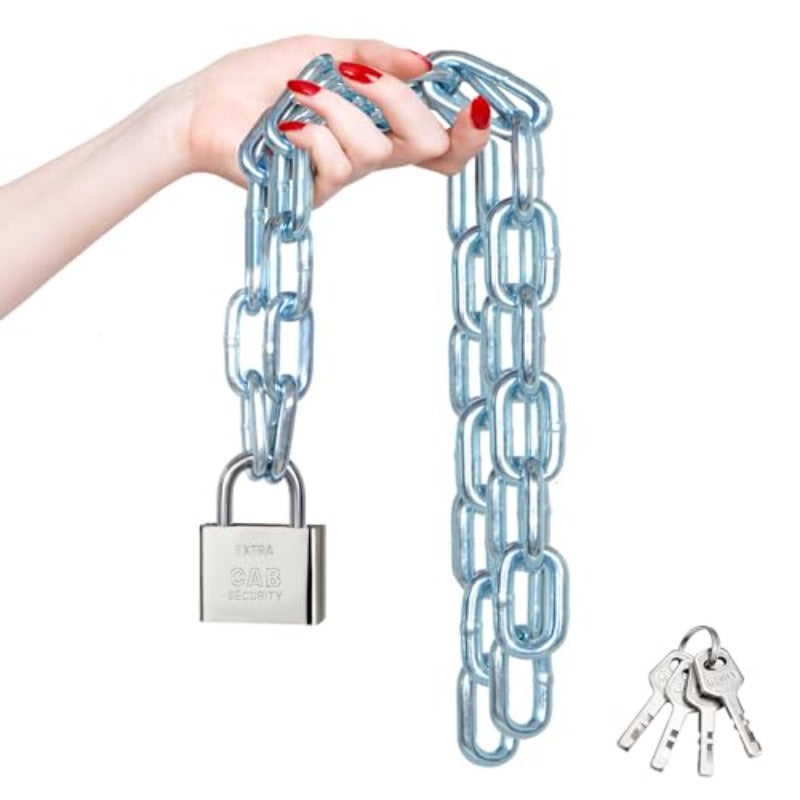 Security Chain and Lock 39 Inch Heavy Duty 8mm Galvanized AntiRust and AntiTheft Chain with Padlock for Bike Bicycle Scooter Motorcycle Door Gate Fence,  Antirust Coating, Robust Build, Antitheft Device, Padlock Included, Motorcycle Owners, Urban