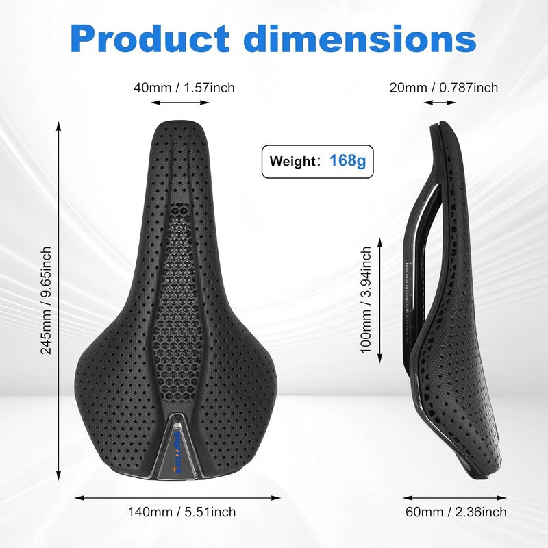 Carbon Fiber Bike Seat Cushion for Men Women, 3D Printed, Comfortable for MTB Road Bikes, Shock Absorbing Breathable,  Lightweight Seat, Durable Material, Highquality Padding, Road Cyclists