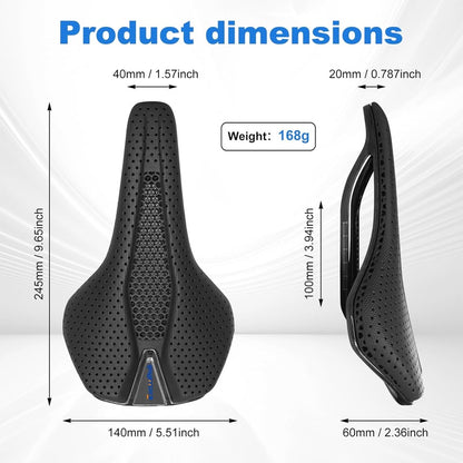 Carbon Fiber Bike Seat Cushion for Men Women, 3D Printed, Comfortable for MTB Road Bikes, Shock Absorbing Breathable,  Lightweight Seat, Durable Material, Highquality Padding, Road Cyclists