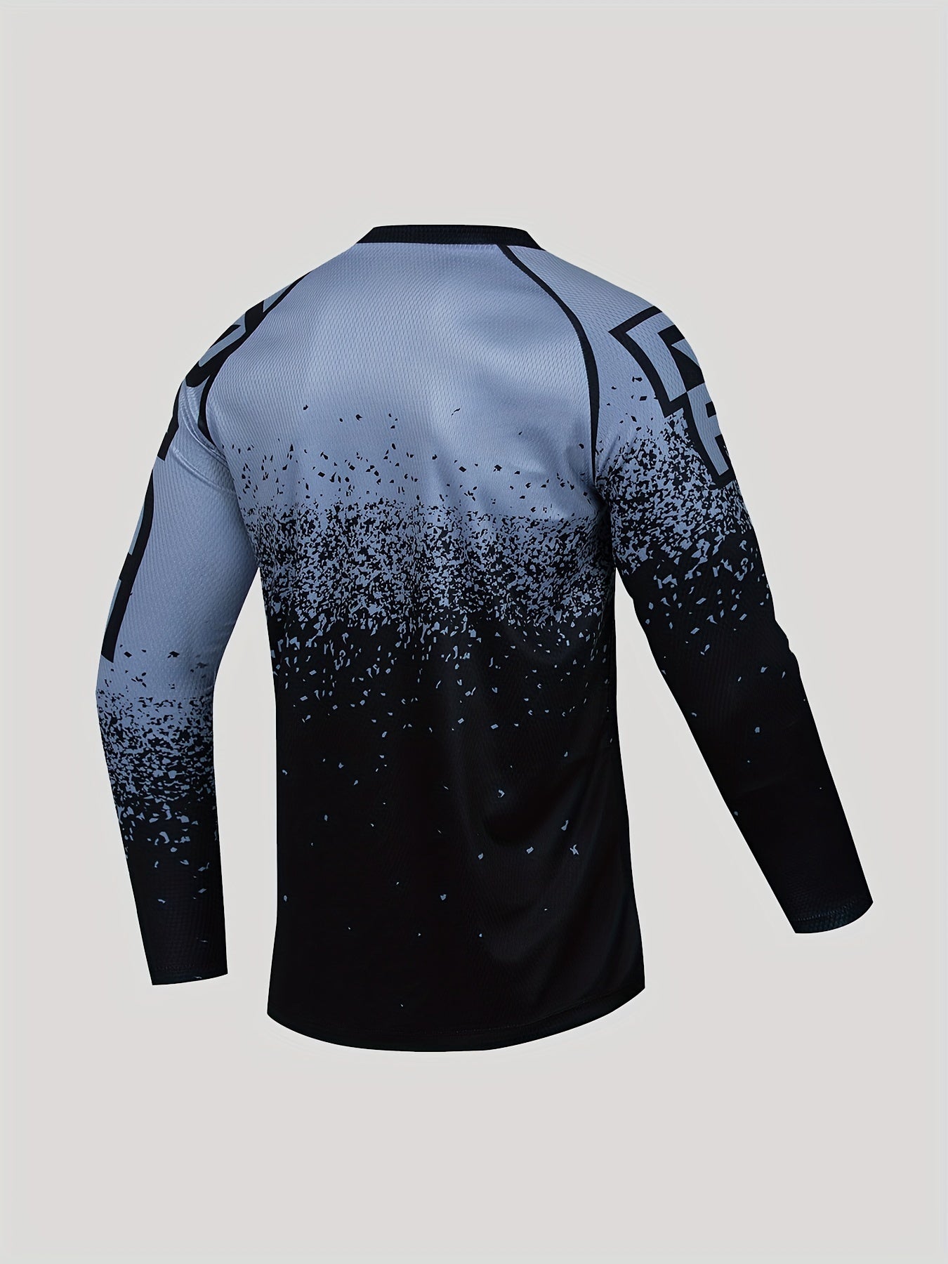 Men'S RF-T3 Geometric Pattern V-Neck Long Sleeve Jersey - Breathable Stretch Fabric for Cycling, Running, Training & Casual Wear - Regular Fit All-Season Athletic Top, Cycling Jersey, Running Apparel, Modern Sports Shirt, Durable Sportswear