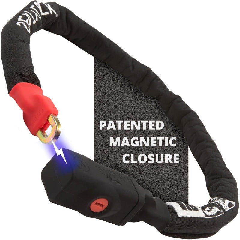 Viking Bike Chain Lock with Key Magnetic Patented Sold Secure Silvery Rated Heavy Duty Anti Theft Smart Ultra Security Bicycle Lock 43.3 Inch, Combination Bike Lock, Heavy Duty Bike Lock Chain, Combination Bike Locks for Bicycles, Bike Lock Alarm