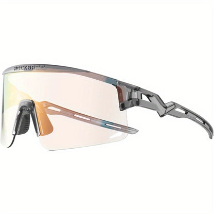 UV Protection Auto-Tinting Cycling Glasses for Men & Women - Windproof & Sand-Resistant Sports Goggles with Interchangeable, Fit for Mountain, Motorcycling, Skiing, - Adaptive Eyewear, 2D Flat, Perfect for Room Decor