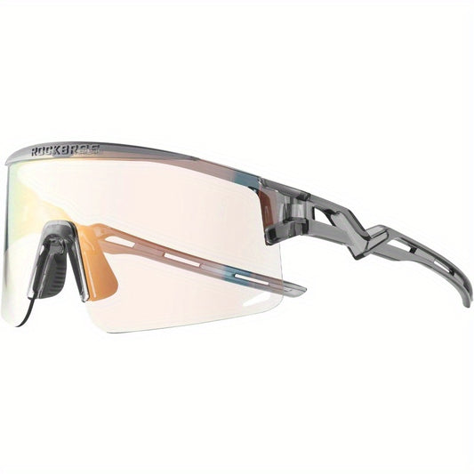 UV Protection Auto-Tinting Cycling Glasses for Men & Women - Windproof & Sand-Resistant Sports Goggles with Interchangeable, Fit for Mountain, Motorcycling, Skiing, - Adaptive Eyewear, 2D Flat, Perfect for Room Decor