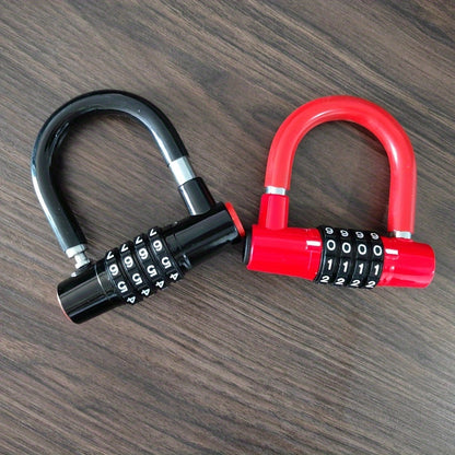 Alloy Combination U-Lock - Anti-Theft Cut-Resistance 4-Digit Padlock, No Assembly Required, Manual Operation - Security Lock for Bicycles, Motorcycles, Gates