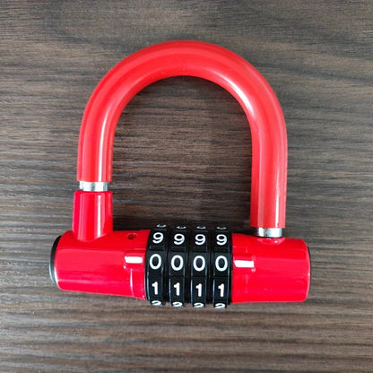 Alloy Combination U-Lock - Anti-Theft Cut-Resistance 4-Digit Padlock, No Assembly Required, Manual Operation - Security Lock for Bicycles, Motorcycles, Gates