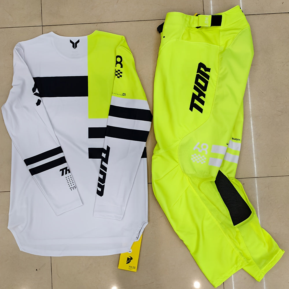 2025 Launchmode Dozer Acid Black Gear Set New yellow outdoor sports cycling set with long sleeves and pants suitable for both men and women suitable for all seasons off-road motorcycle and mountain bike riding clothing