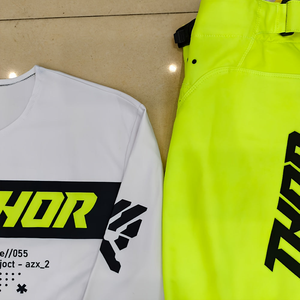 2025 Launchmode Dozer Acid Black Gear Set New yellow outdoor sports cycling set with long sleeves and pants suitable for both men and women suitable for all seasons off-road motorcycle and mountain bike riding clothing