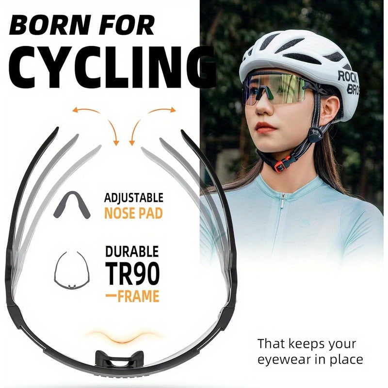UV Protection Auto-Tinting Cycling Glasses for Men & Women - Windproof & Sand-Resistant Sports Goggles with Interchangeable, Fit for Mountain, Motorcycling, Skiing, - Adaptive Eyewear, 2D Flat, Perfect for Room Decor