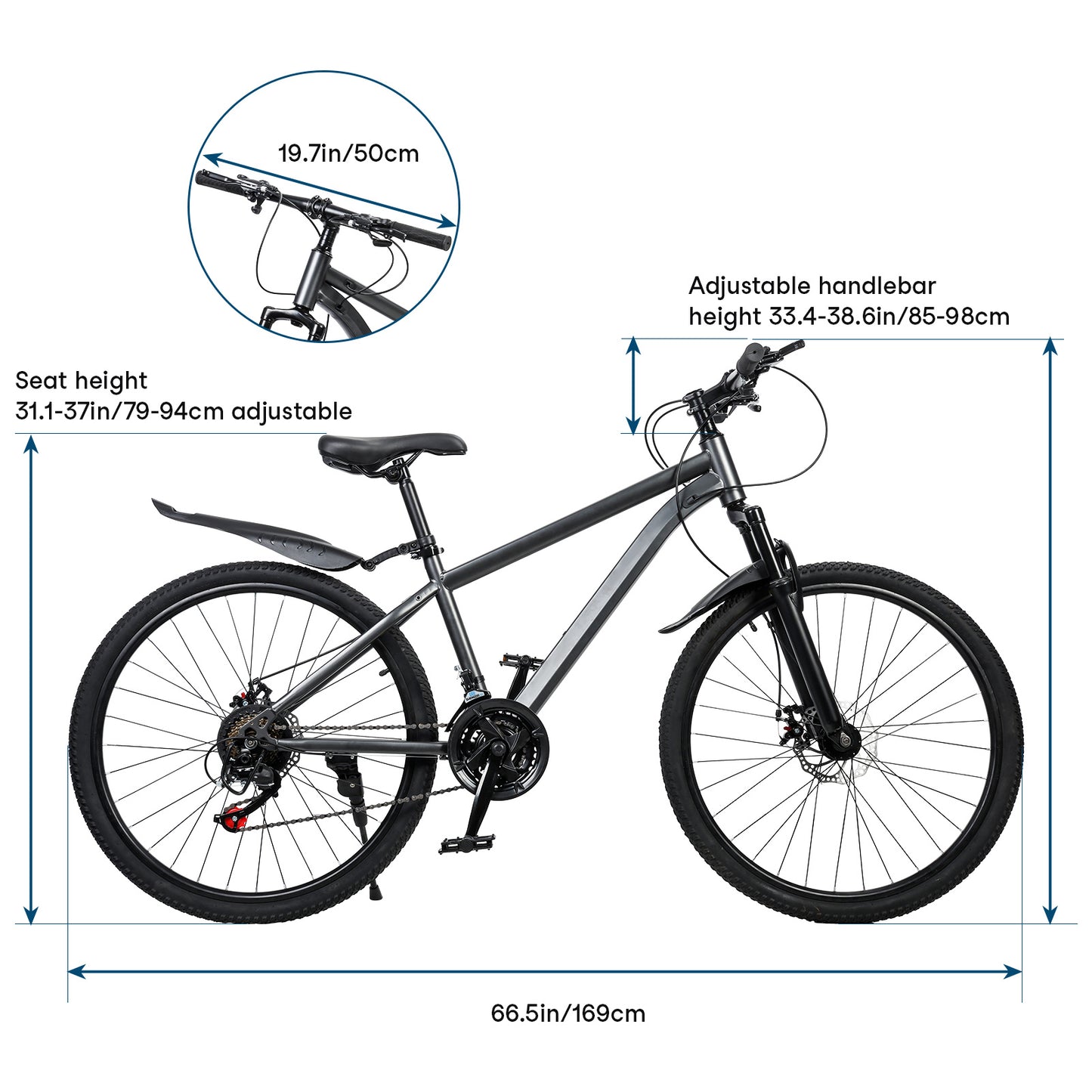 Men'S And Women'S Mountain Bike, 26 Inch Mountain Bike, 21 Speed, High Carbon Steel Frame, Front And Rear Disc Brakes