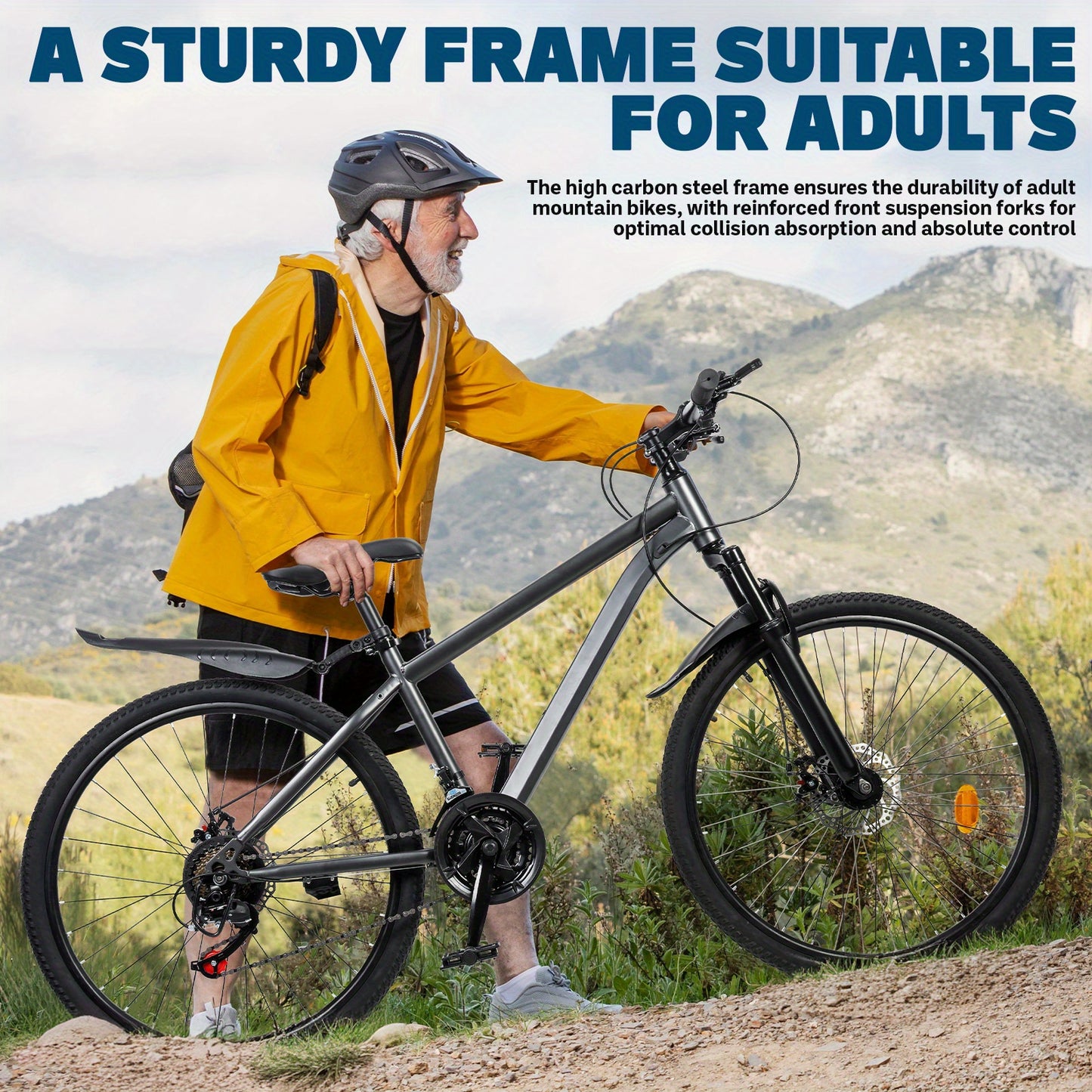 Men'S And Women'S Mountain Bike, 26 Inch Mountain Bike, 21 Speed, High Carbon Steel Frame, Front And Rear Disc Brakes