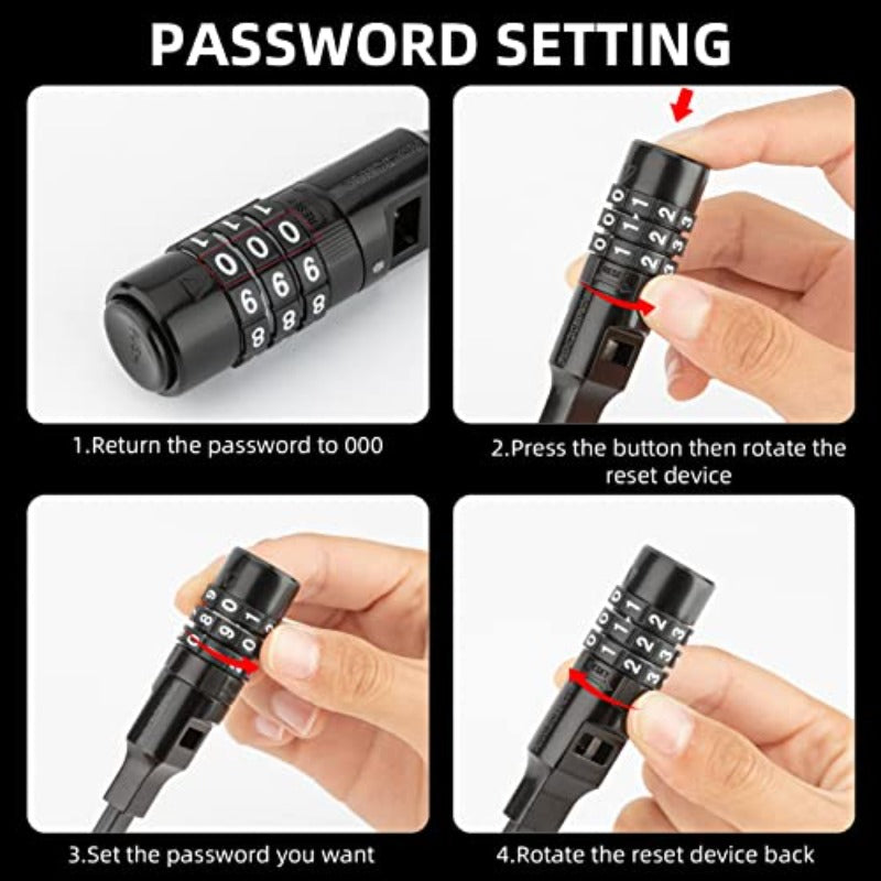 ROCKBROS Lightweight Combination Bike Lock with Resettable 3-Digit Code, Adjustable 21” Zip Tie Cable Lock, Keyless for Bike, Helmet, Fridge, Cabinet - Portable Lock with & Zinc Alloy (No External Key Needed)