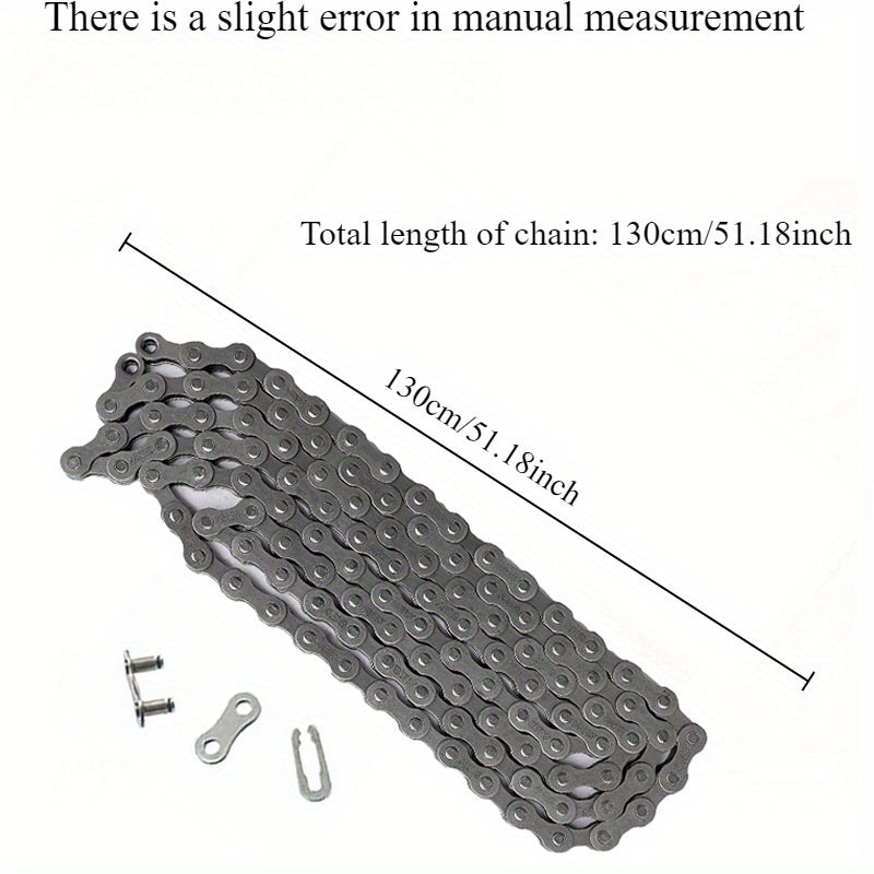 104-Section Single Speed Bicycle Chain - Heavy-Duty Iron Construction, Compatible with Single Speed Mountain Bikes, Baby Bikes, City Commuter Bikes - Sturdy & Durable