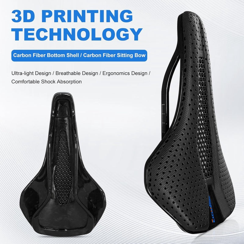 Carbon Fiber Bike Seat Cushion for Men Women, 3D Printed, Comfortable for MTB Road Bikes, Shock Absorbing Breathable,  Lightweight Seat, Durable Material, Highquality Padding, Road Cyclists