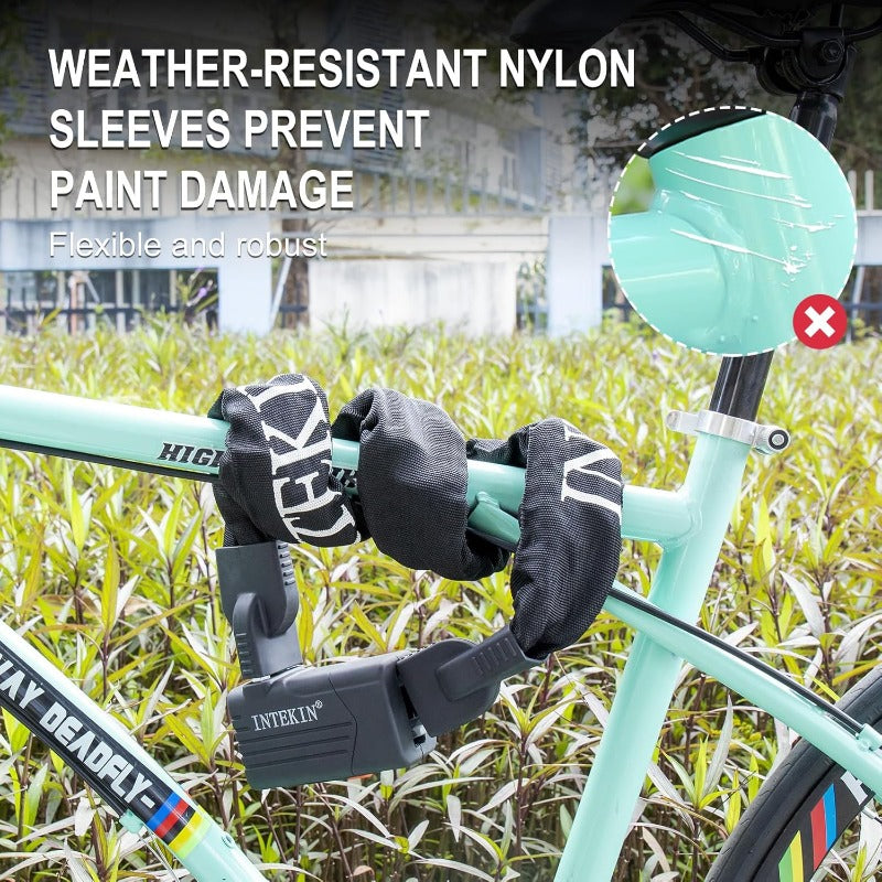 Heavy Duty Bike Chain Lock with 3 Keys - 8mm\10mm Thick Anti-Theft Bicycle & Motorcycle U-Lock, Chain for Bike, Gate, Fence, Polished (3ft\4ft\5ft Lengths)