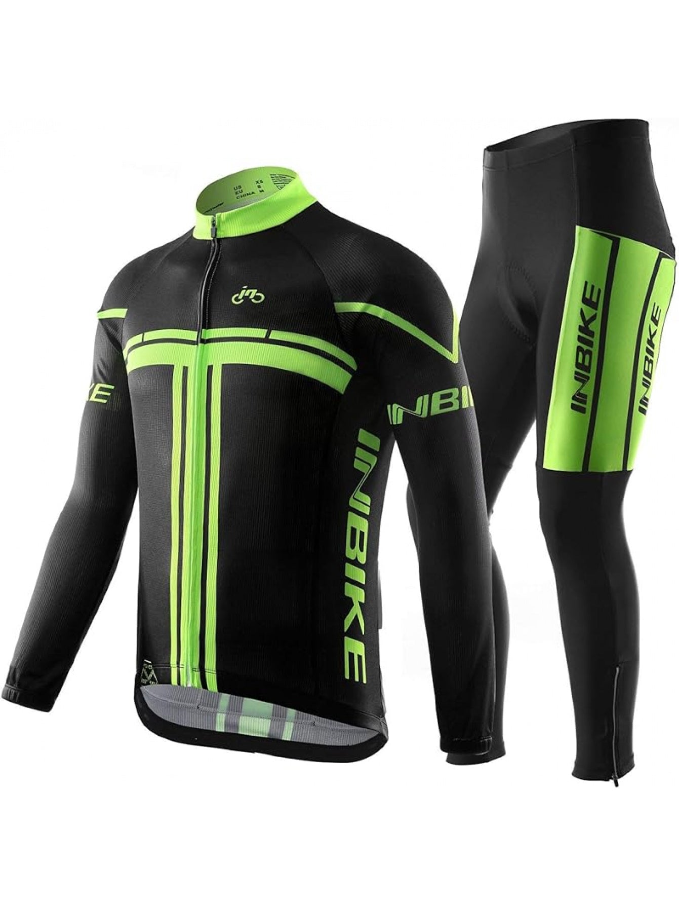 INBIKE Cycling Jersey Mens plush warm Set Reflective Breathable Biking Outfit Quick-Dry Bib Bicycle Jersey with Shorts