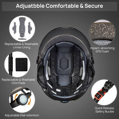 Adult Bike Helmet with USB Rechargeable LED Front and Back Light MountainRoad Helmets Men Women Removable Goggle Cycling Helmet