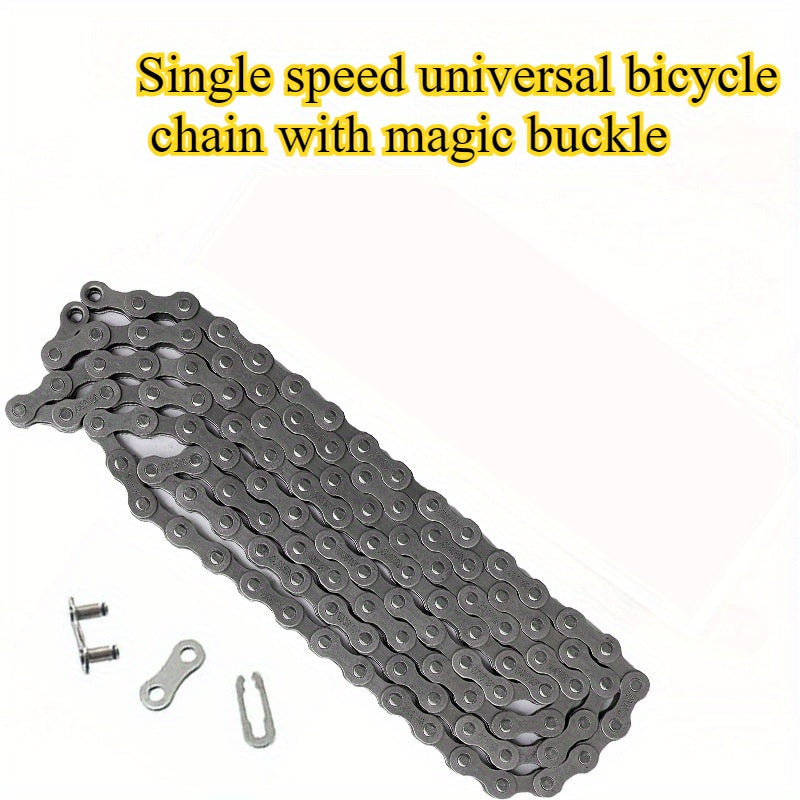 104-Section Single Speed Bicycle Chain - Heavy-Duty Iron Construction, Compatible with Single Speed Mountain Bikes, Baby Bikes, City Commuter Bikes - Sturdy & Durable