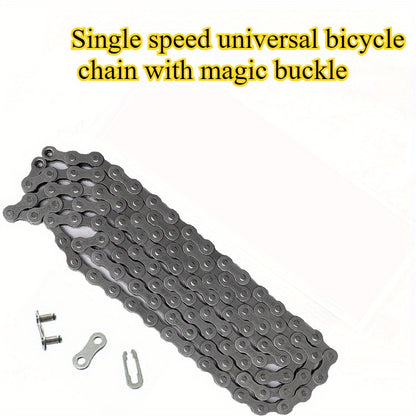 104-Section Single Speed Bicycle Chain - Heavy-Duty Iron Construction, Compatible with Single Speed Mountain Bikes, Baby Bikes, City Commuter Bikes - Sturdy & Durable