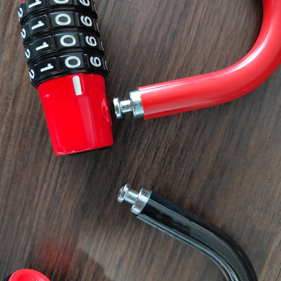 Alloy Combination U-Lock - Anti-Theft Cut-Resistance 4-Digit Padlock, No Assembly Required, Manual Operation - Security Lock for Bicycles, Motorcycles, Gates