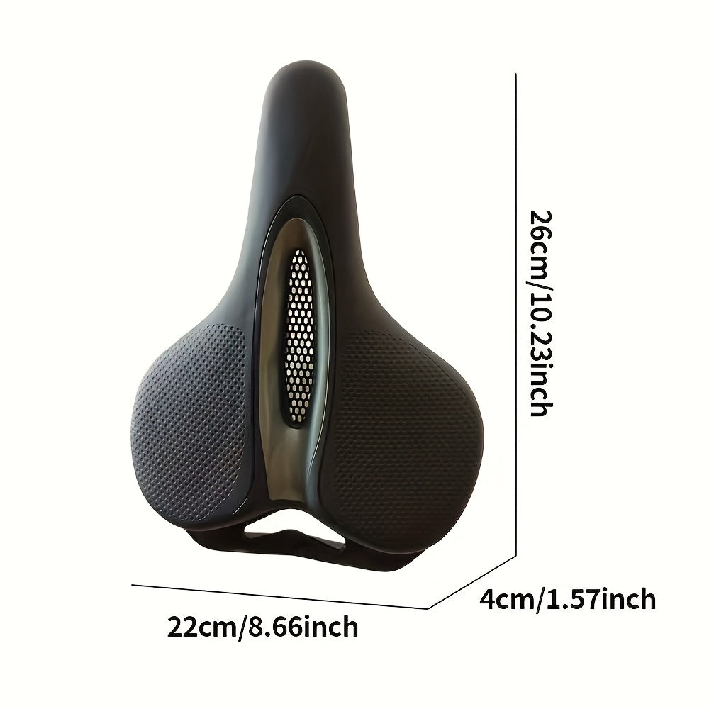 1pc Heavy-Duty Rubber Saddle - Wide Large Hole Cushioned Bicycle Seat for &, Mountain\Road Bikes, Black - Long-Lasting Cushioning, Saddle (Easy Installation)