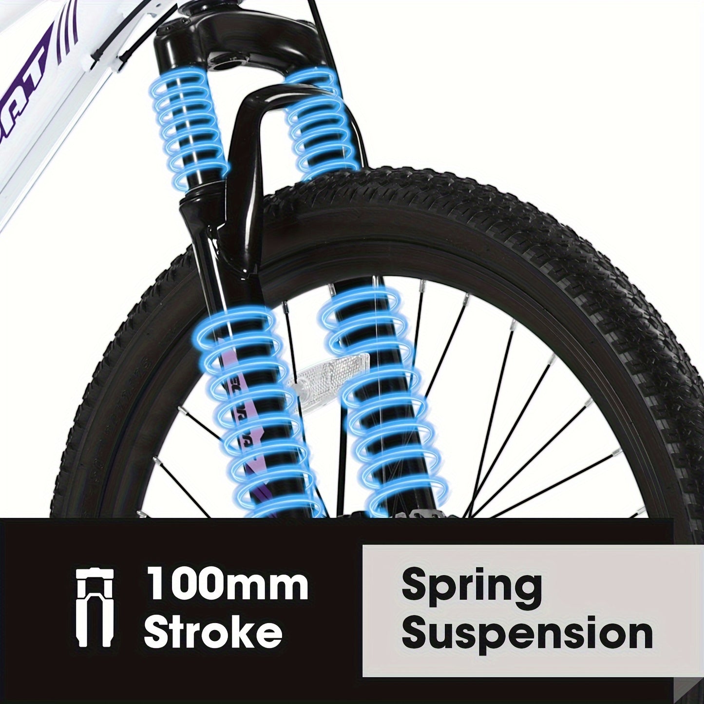 24 Inch Mountain Bike for 21 Speeds with Dual Disc Brakes And 100mm Front Suspension, White\Pink