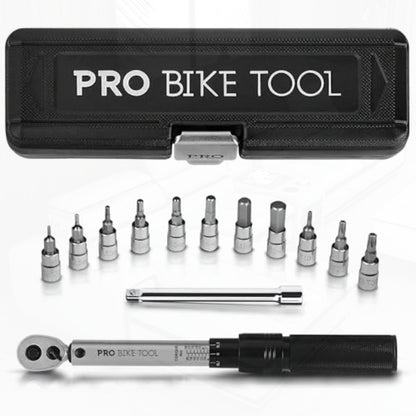 1 4 Inch Drive Click Bicycle Torque Wrench Set 2 to 20 Nm Maintenance Kit for Road and Mountain Bikes Includes Allen and Torx Screws Extension Bar and Storage Box ISO Certified