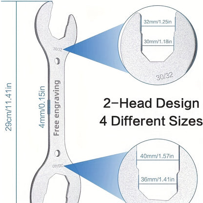 Customizable 4-in-1 Bicycle Wrench, Bike Headphone Wrench, 30mm 32mm 36mm Wrench, Multifunctional Bicycle Repair Wheel Pedal Tool