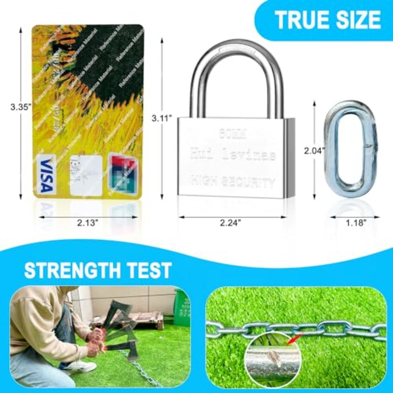 Security Chain and Lock 39 Inch Heavy Duty 8mm Galvanized AntiRust and AntiTheft Chain with Padlock for Bike Bicycle Scooter Motorcycle Door Gate Fence,  Antirust Coating, Robust Build, Antitheft Device, Padlock Included, Motorcycle Owners, Urban