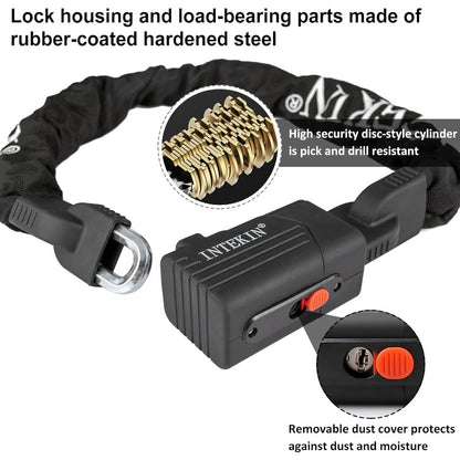 Heavy Duty Bike Chain Lock with 3 Keys - 8mm\10mm Thick Anti-Theft Bicycle & Motorcycle U-Lock, Chain for Bike, Gate, Fence, Polished (3ft\4ft\5ft Lengths)