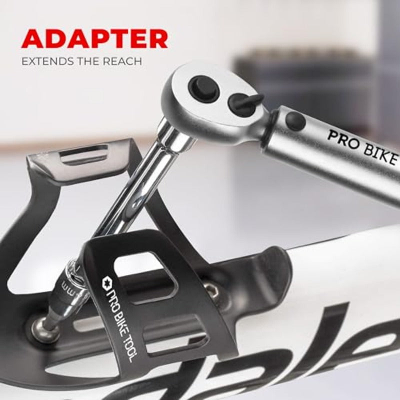 1 4 Inch Drive Click Bicycle Torque Wrench Set 2 to 20 Nm Maintenance Kit for Road and Mountain Bikes Includes Allen and Torx Screws Extension Bar and Storage Box ISO Certified