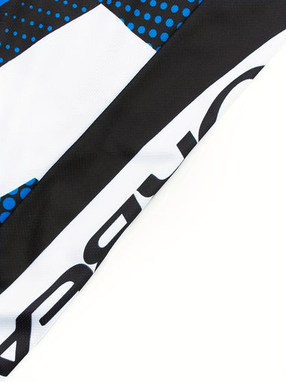 Men'S Long Sleeve Cycling Jersey - 100% Polyester Knit Fabric, Geometric Pattern & Color Options - Medium Stretch Stand Collar Athletic Top with, Triathlon, Fishing - Spring Summer Fall Outdoor Sports Shirt, Triathlon Apparel, Sporty Design