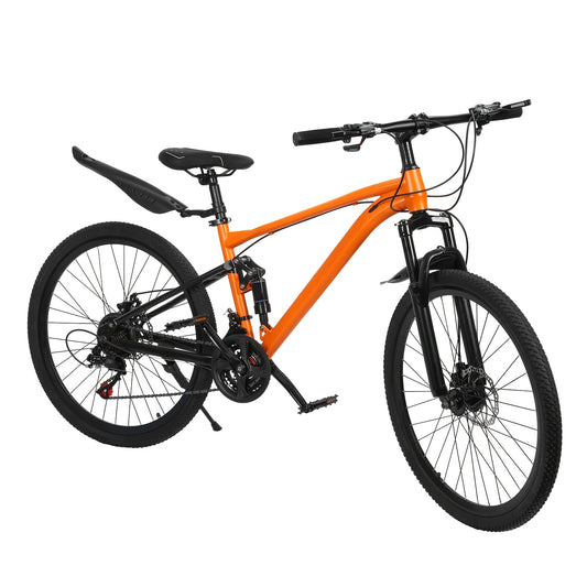 Men'S And Women'S Mountain Bike, 26 Inch Mountain Bike, 21 Speed, High Carbon Steel Frame, Front And Rear Disc Brakes