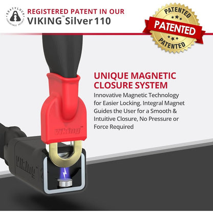 Viking Bike Chain Lock with Key Magnetic Patented Sold Secure Silvery Rated Heavy Duty Anti Theft Smart Ultra Security Bicycle Lock 43.3 Inch, Combination Bike Lock, Heavy Duty Bike Lock Chain, Combination Bike Locks for Bicycles, Bike Lock Alarm