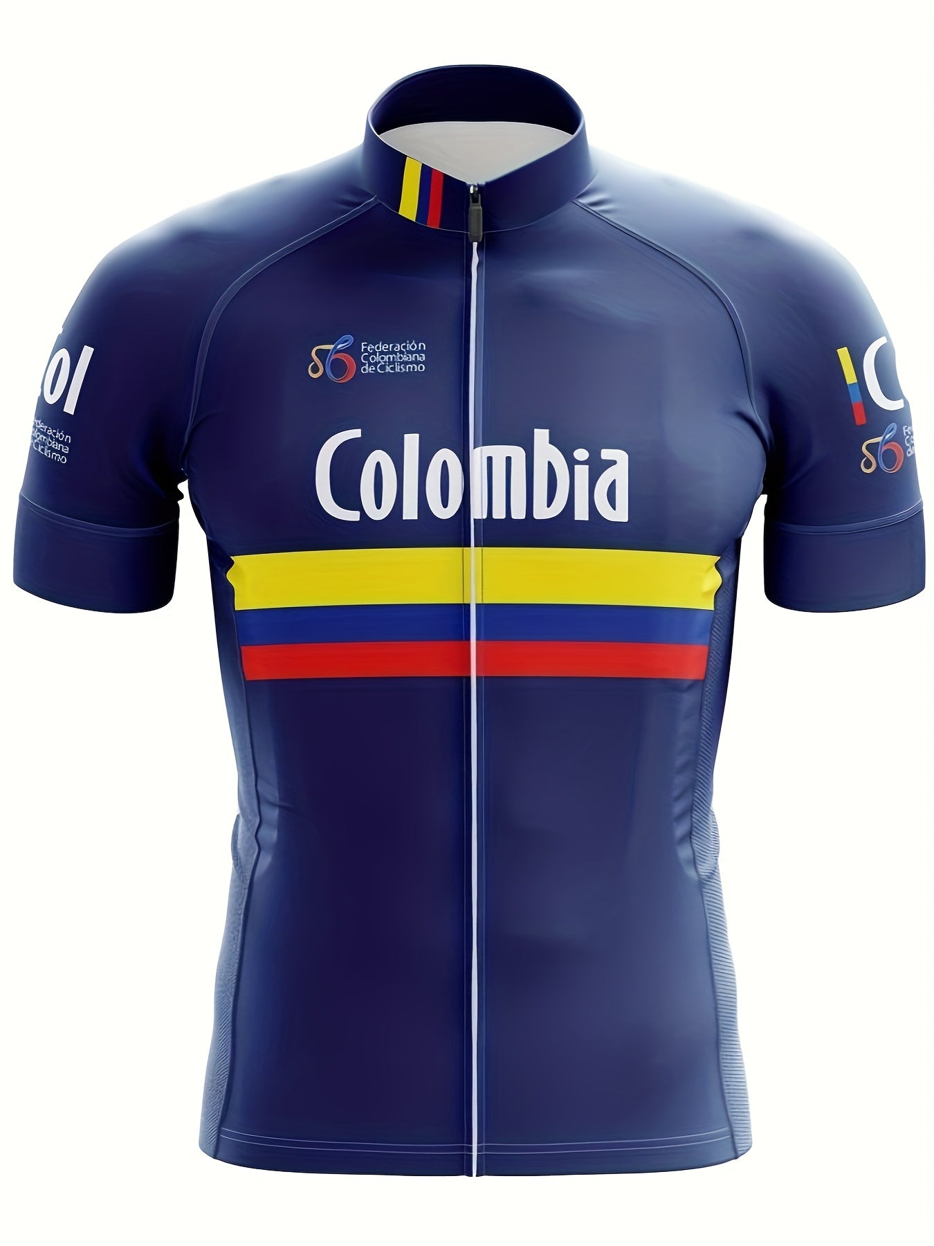 Colombia Sport Summer Cycling Short Sleeve Mens Jerseys | MTB Road Bicycle Clothes Ciclismo T-shirt Sport Wear Motocross Mountain Bike Clothing, Crew Neck, Slight Stretch Fabric, Spring\Summer\Fall Season, Pocket Detail